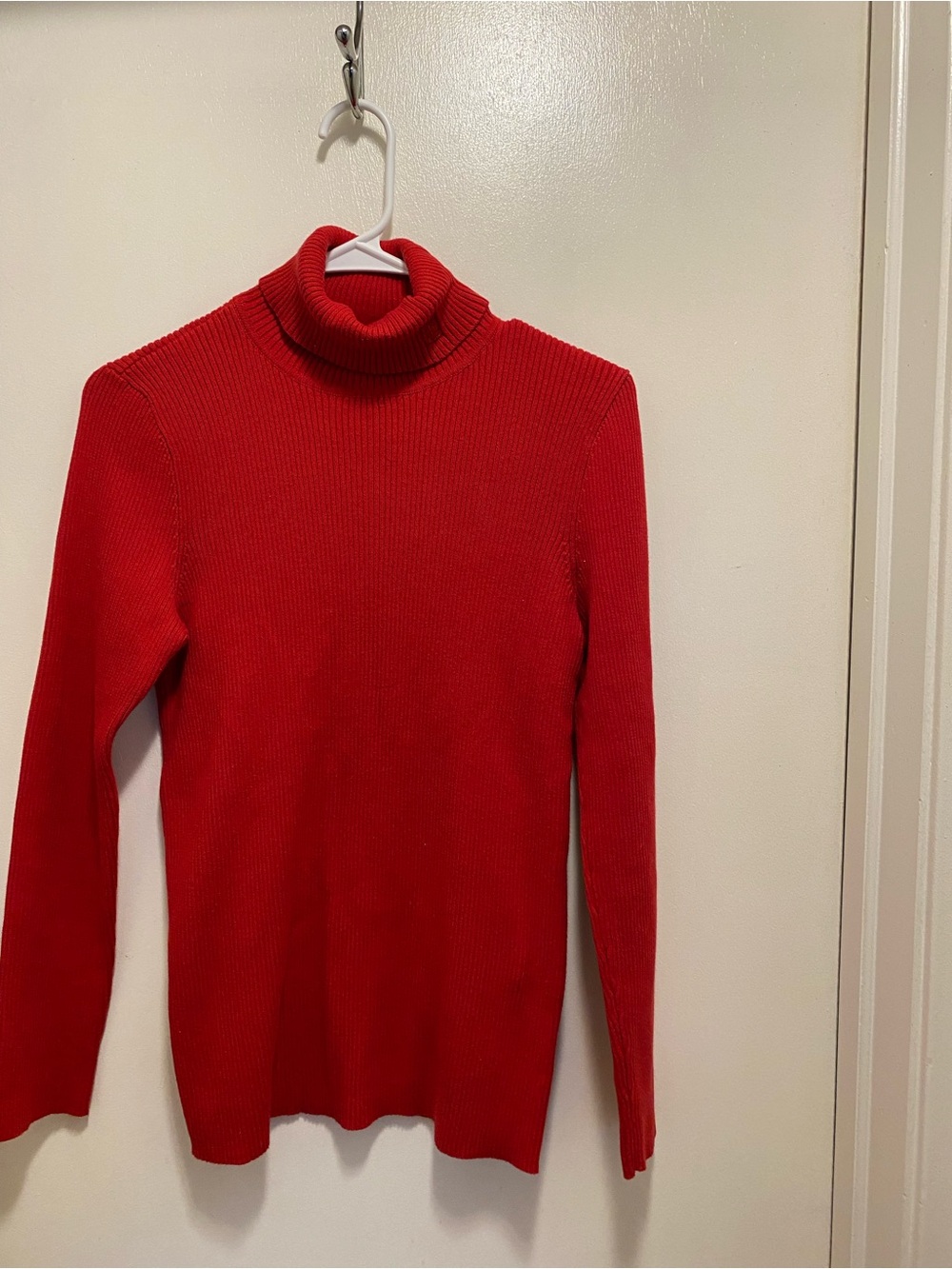 Lauren Ralph Lauren Red Ribbed Turtleneck Sweater